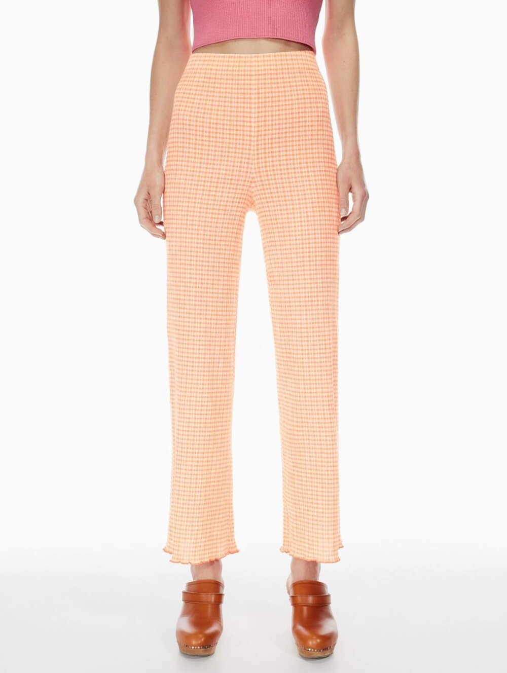 ARITZIA Wilfred Verona Pant Size XS Orange White Colors Stretch lettuce-edge hem
